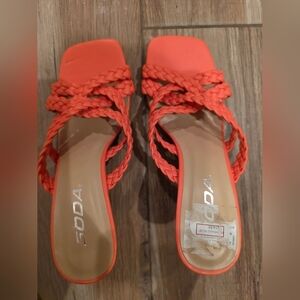 Soda Women's Orange Braided Sandals